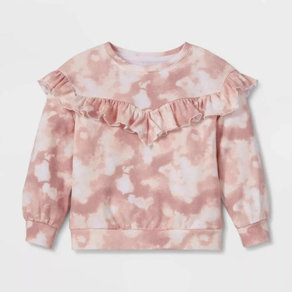 Grayson Collective Other - Grayson Collective Toddler Girls' Pink Tie-Dye Ruffle Terry Sweatshirt